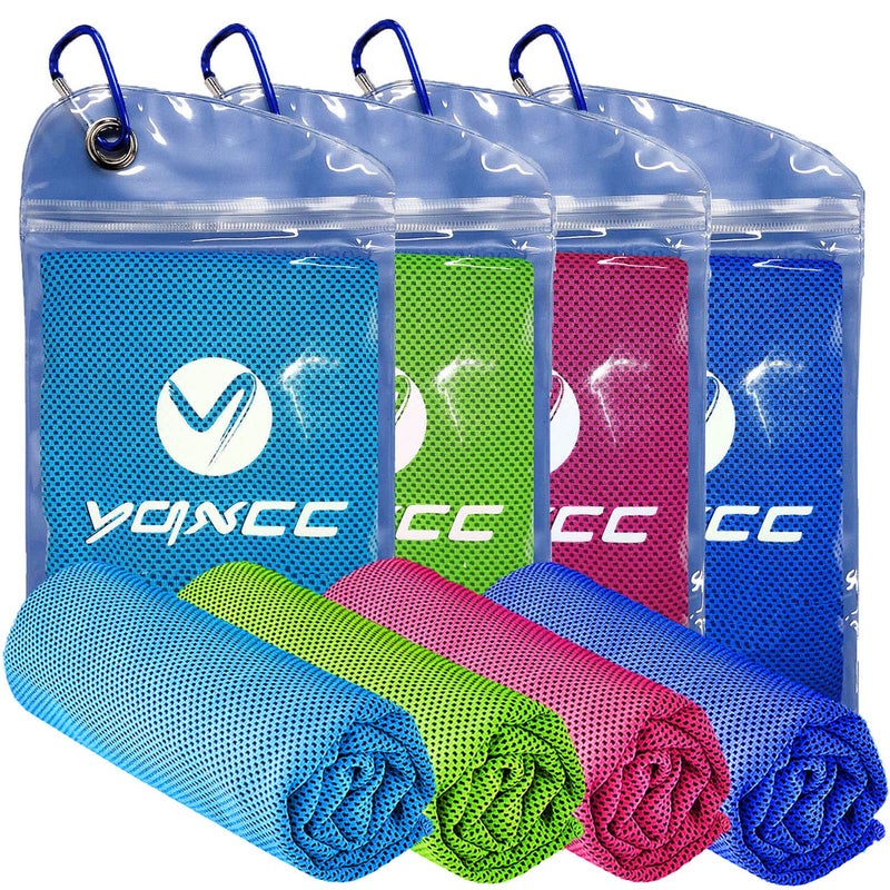 YQXCC منشفة تبريد YQXCC | عبوة 4 قطع 47"x12" | باردة مثل الثلج للرقبة | ميكروفايبر ناعمة وقابلة للتنفس | لليوغا، الرياضة، الجولف، الصالة الرياضية، التخييم، الجري، اللياقة البدنية، التمارين والمزيد من الأنشطة - Image 1